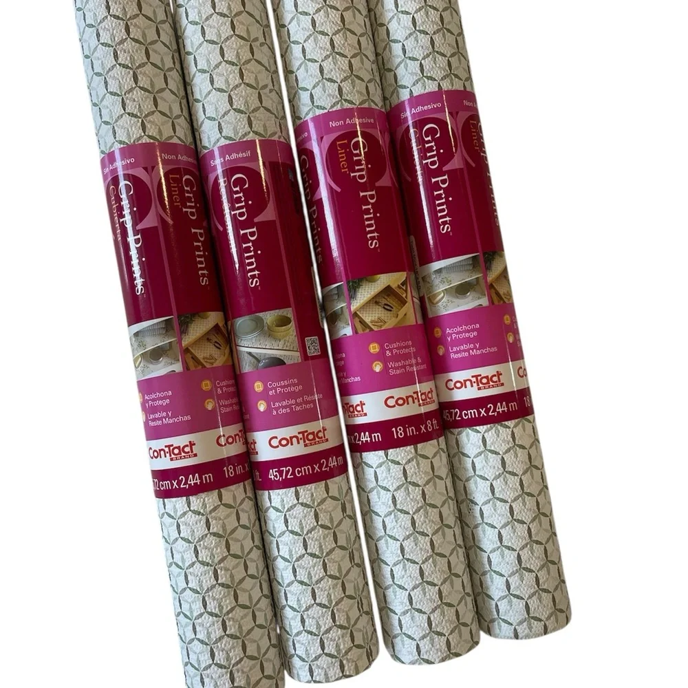Con-Tact Grip Prints Non Adhesive Shelf Liner Twirl Mint Geometric Lot of 4 NEW